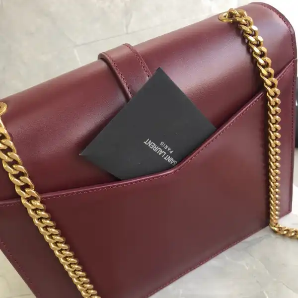 Hyperpeter YSL MEDIUM SULPICE CHAIN BAG IN BURGUNDY LEATHER 0128