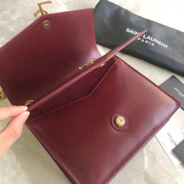 Hyperpeter YSL MEDIUM SULPICE CHAIN BAG IN BURGUNDY LEATHER 0128