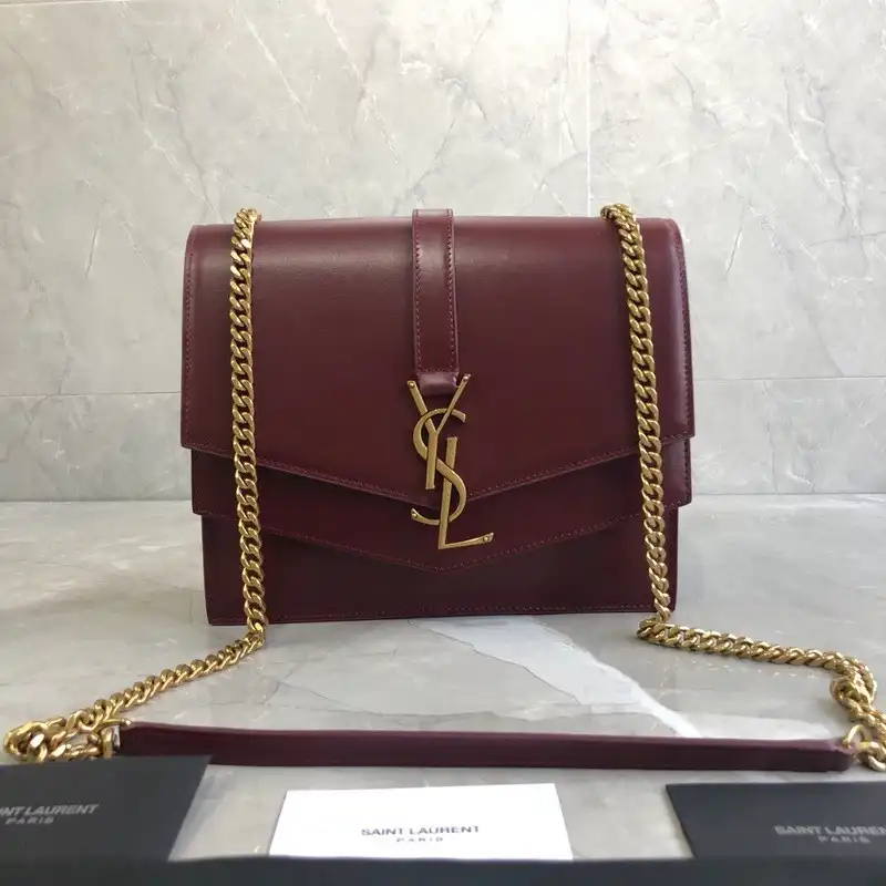 Hyperpeter YSL MEDIUM SULPICE CHAIN BAG IN BURGUNDY LEATHER 0128