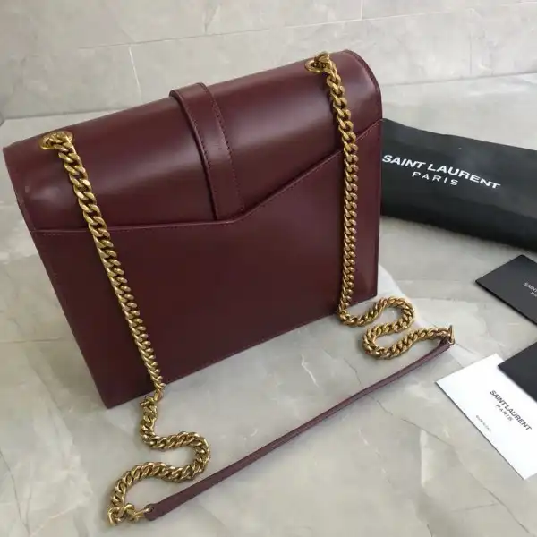 Hyperpeter YSL MEDIUM SULPICE CHAIN BAG IN BURGUNDY LEATHER 0128