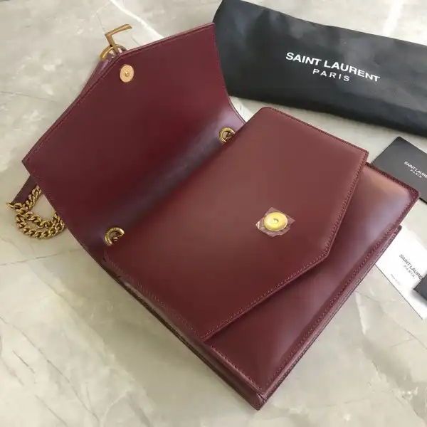 Hyperpeter YSL MEDIUM SULPICE CHAIN BAG IN BURGUNDY LEATHER 0128