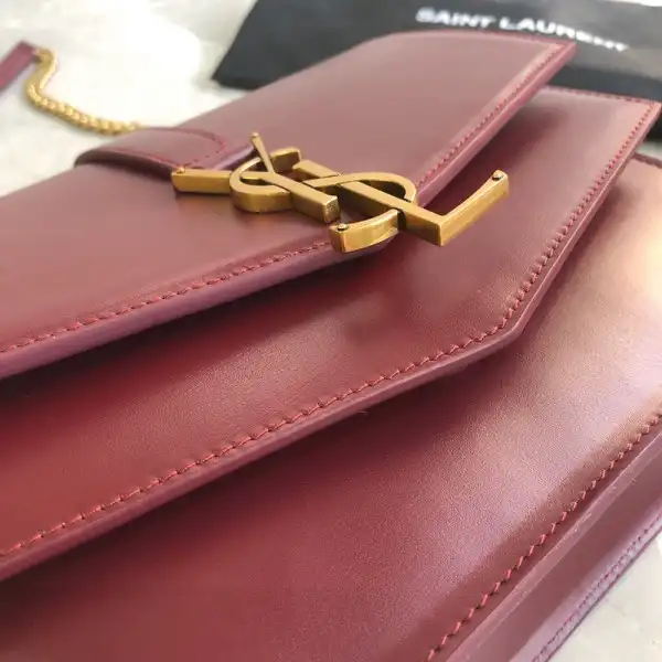 Hyperpeter YSL MEDIUM SULPICE CHAIN BAG IN BURGUNDY LEATHER 0128